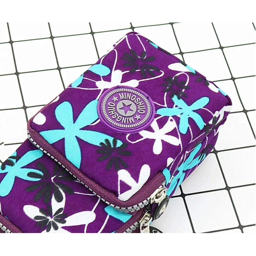 Flower Pattern Phone Wallet In Purple
